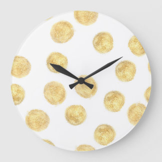 Grande Horloge Ronde Pointe Polka Dorée Tirée