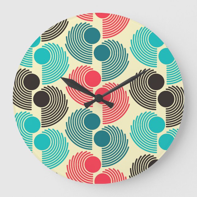 Grande Horloge Ronde Points colorés : motif abstrait sans soudure. (Recto)