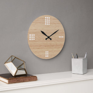 Grande Horloge Ronde Points contemporains sur bois faux