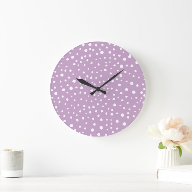 Grande Horloge Ronde Points Dalmatiens Lilac, Points Dalmatiens, Pots D (Maison)