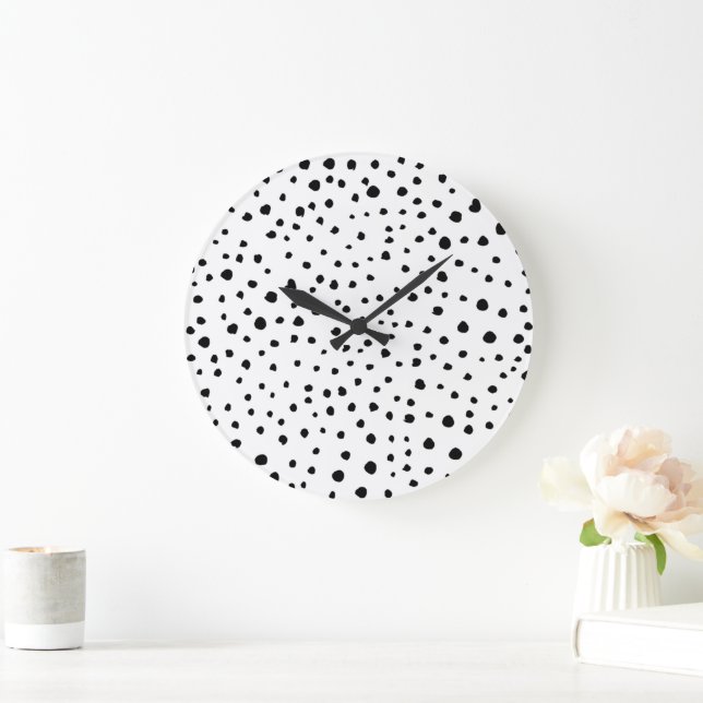 Grande Horloge Ronde Points dalmatiens, Points dalmatiens, Noir et Blan (Maison)