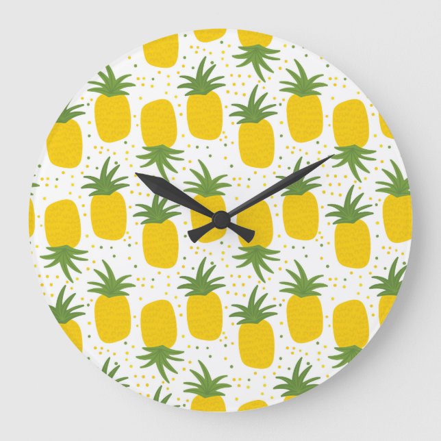 Grande Horloge Ronde Points d'ananas : Conception de fruits d'été (Recto)