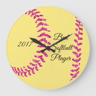 Grande Horloge Ronde Points de couture de softball en faux paillettes r