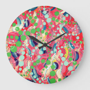Grande Horloge Ronde Points heureux et formes jouées