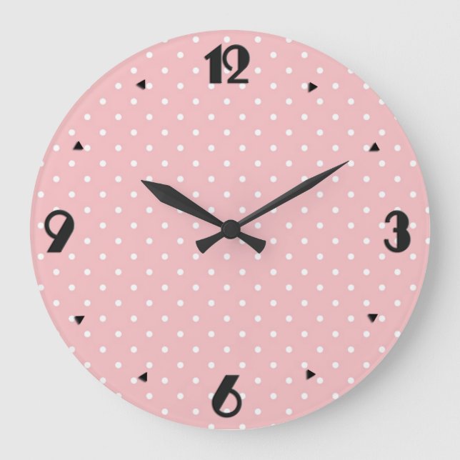 Grande Horloge Ronde Points rétro suisses - Coque rose (Recto)