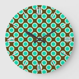 Grande Horloge Ronde Points tournés vers l'arrière, brun et turquoise