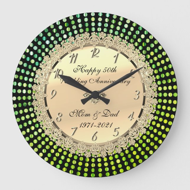 Grande Horloge Ronde Points verts, noir, 50 (Recto)