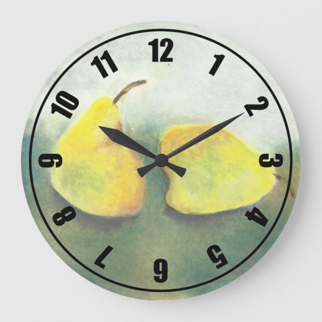 Grande Horloge Ronde Poires jaunes et vertes (Recto)