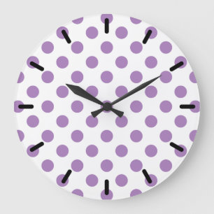 Grande Horloge Ronde Pois de lavande sur blanc