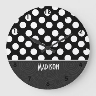 Grande Horloge Ronde Pois noirs et blancs