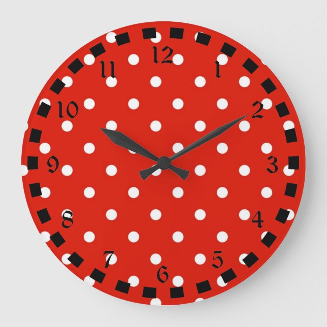 Grande Horloge Ronde Pois rouges et blancs (Recto)
