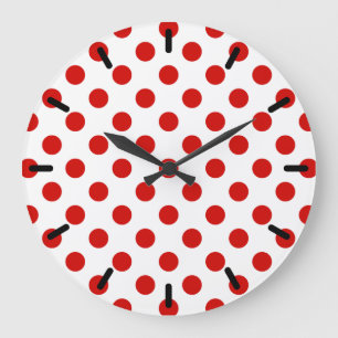 Grande Horloge Ronde Pois rouges et blancs