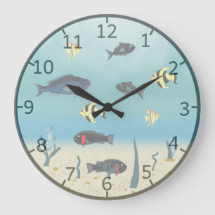 Grande Horloge Ronde poisson dans la mer