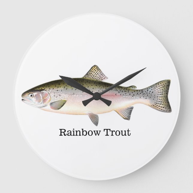 Grande Horloge Ronde Poisson de truite arc-en-ciel (Recto)