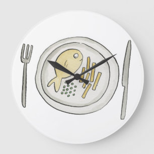 Grande Horloge Ronde Poisson et chips