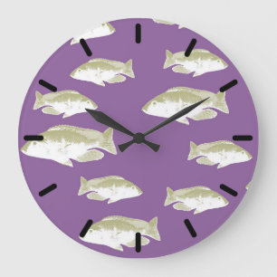 Grande Horloge Ronde Poisson sur violet