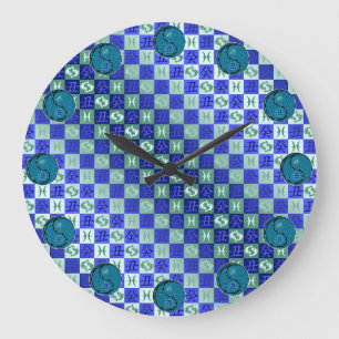Grande Horloge Ronde Poissons & Bœuf d'eau