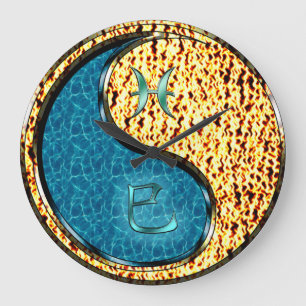 Grande Horloge Ronde Poissons & Serpent de feu
