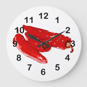 Grande Horloge Ronde poivrons de piment rouge