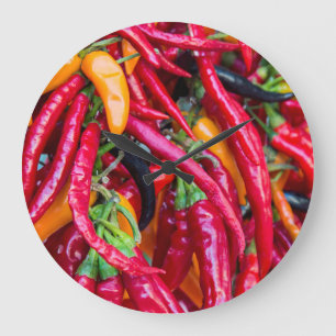 Grande Horloge Ronde Poivrons Forts Au Marché Des Agriculteurs À Madiso