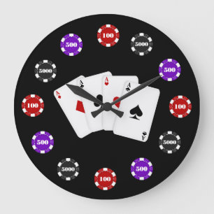 Grande Horloge Ronde Poker Chip Game room wall clock