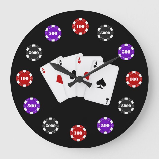 Grande Horloge Ronde Poker Chip Game room wall clock (Recto)