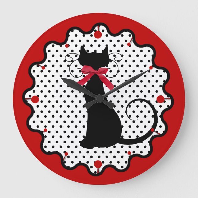 Grande Horloge Ronde Polka Dots and Black Cat (Recto)