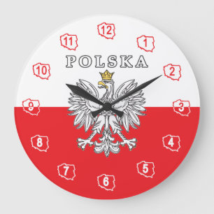 Grande Horloge Ronde Polska avec Eagle polonais