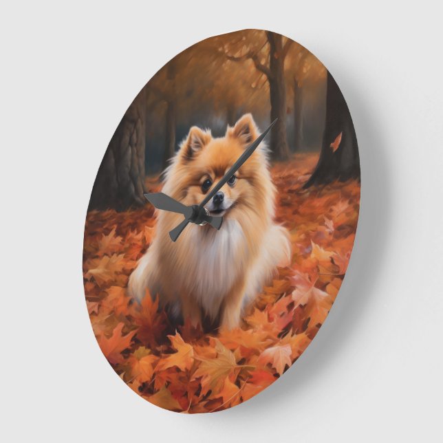 Grande Horloge Ronde Poméranie en automne Feuilles Automne Inspire (Angle)