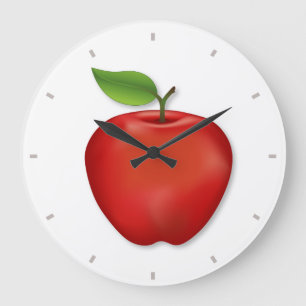 Grande Horloge Ronde Pomme rouge