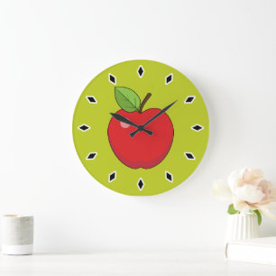 Grande Horloge Ronde Pomme rouge