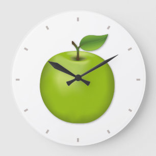 Grande Horloge Ronde Pomme verte