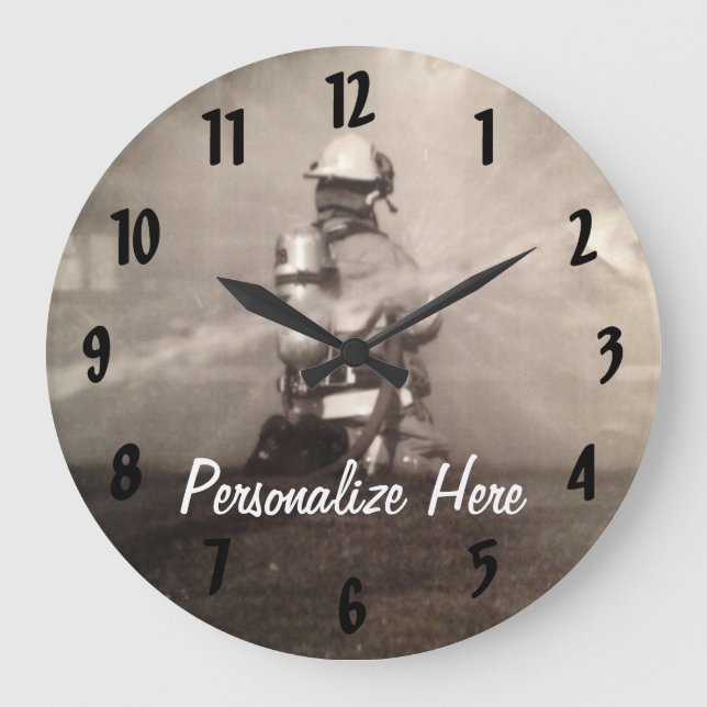 Grande Horloge Ronde Pompier Travailler Les Lignes (Recto)