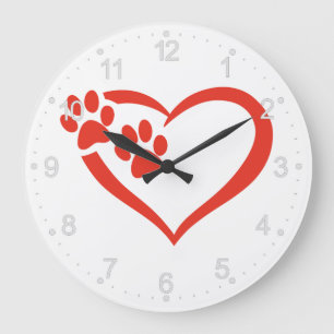Grande Horloge Ronde Pont du coeur en rouge - Choisir la couleur arriè