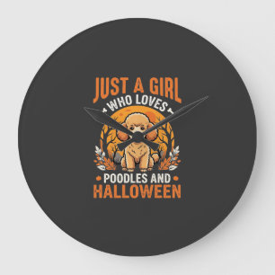 Grande Horloge Ronde Poodles Halloween Fille Conception Amoureux de Chi