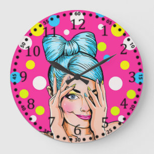 Grande Horloge Ronde Pop art girl