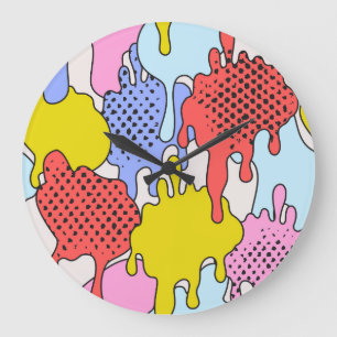 Grande Horloge Ronde Pop Art Splatz : Dessin comique