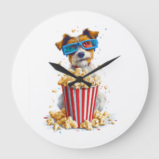 Grande Horloge Ronde Popcorn Pup � Movie Night Dog