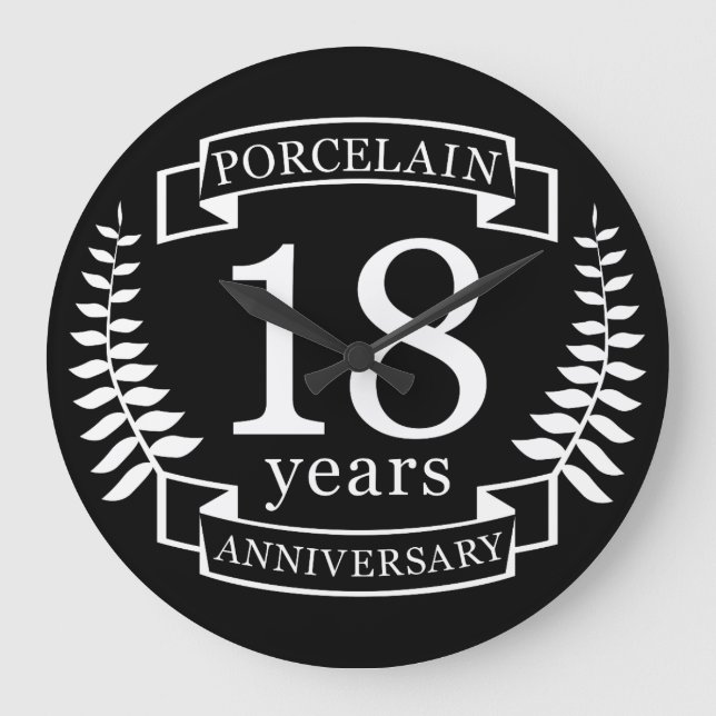 Grande Horloge Ronde Porcelaine traditionnelle mariage anniversaire 18  (Recto)