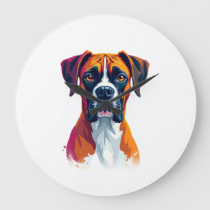 Grande Horloge Ronde Portrait de Boxer Vintage Couleur Splash Pop Art I