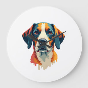 Grande Horloge Ronde Portrait de chien coloré vintage style pop art Il