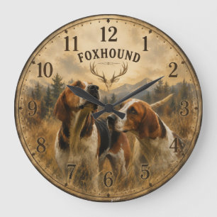Grande Horloge Ronde Portrait de Foxhound – Noble Chien de Chasse