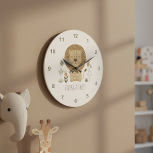 Grande Horloge Ronde Portrait de lion Safari Ivoire ID1264