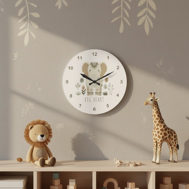 Grande Horloge Ronde Portrait de Safari Éléphant Ivoire ID1264 (Créateur téléchargé)