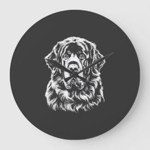 Grande Horloge Ronde Portrait de Terre-Neuve Vêtements minimalistes