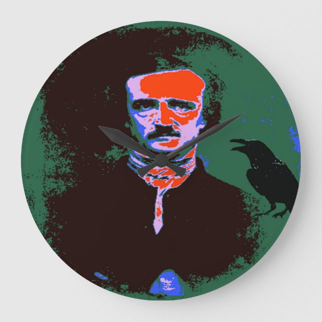 Grande Horloge Ronde Portrait d'Edgar Allan Poe Pop Art (Recto)