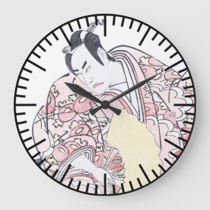 Grande Horloge Ronde Portrait d'Ukiyo-e de Japonais de Minamoto aucun