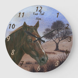 Grande Horloge Ronde portrait équin de cheval de brun de jument de