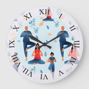 Grande Horloge Ronde Poses de yoga, Méditation, Art du Nouvel Âge