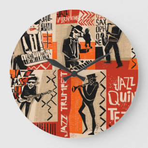 Grande Horloge Ronde Poster vintage Cool du Jazz Band